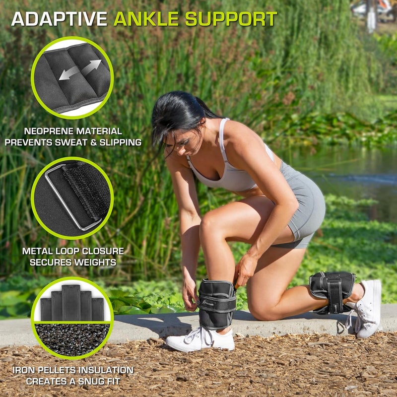 ProSourceFit Ankle/Wrist and Arm/Leg Weights Set of 2, Adjustable Strap 1 lb-5 lb, Adjustable Weight 15 lb, 10 lb, 7 lb for Men and Women - Image 3